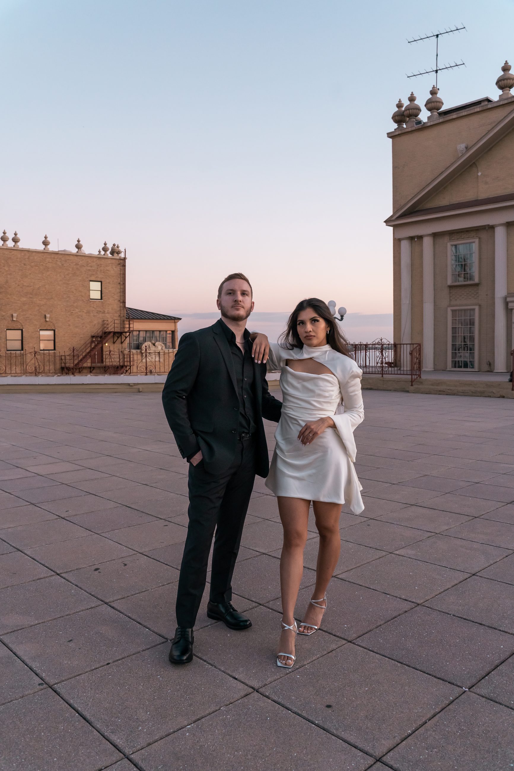 Golden hour wedding couple