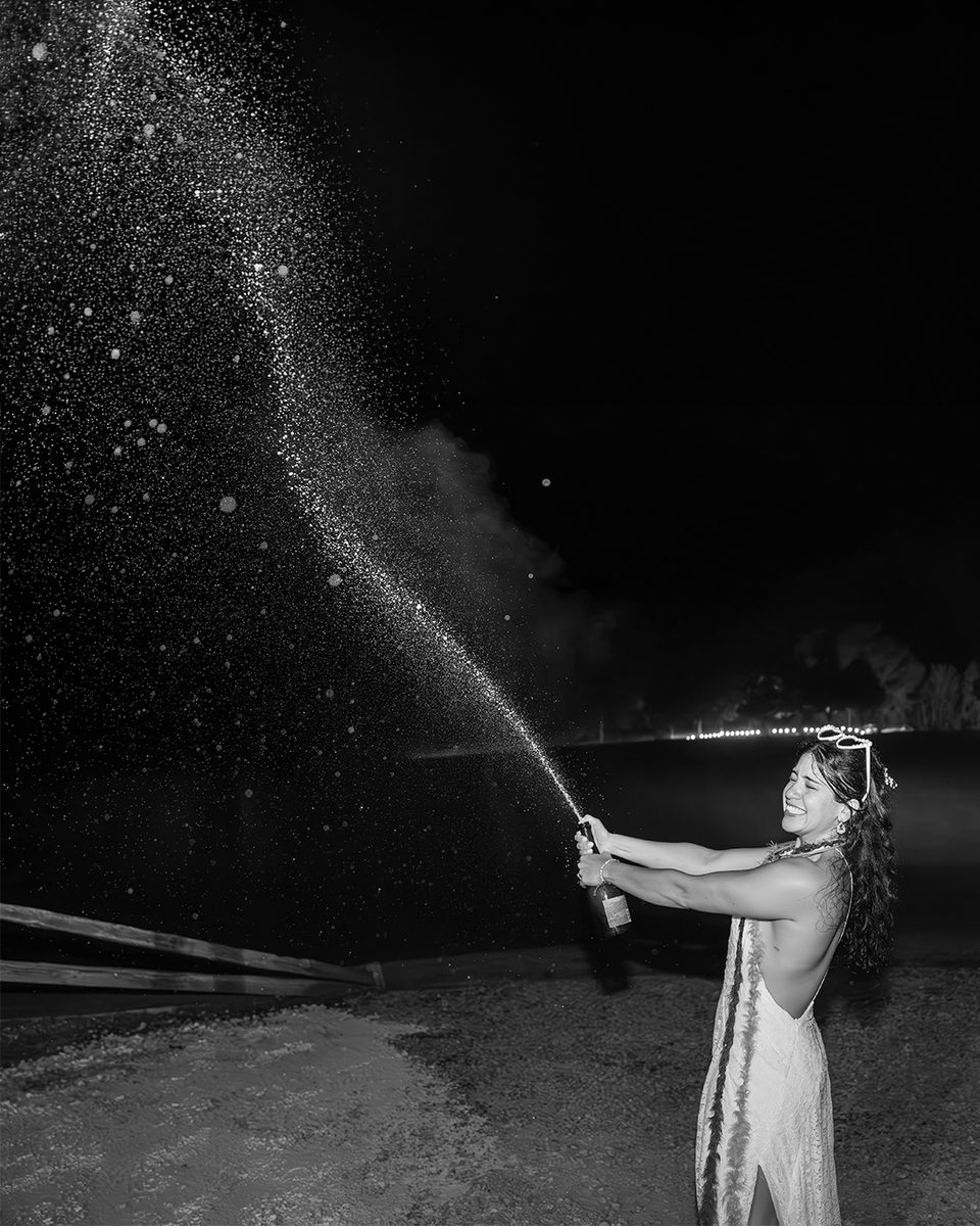 Black and white champagne celebration