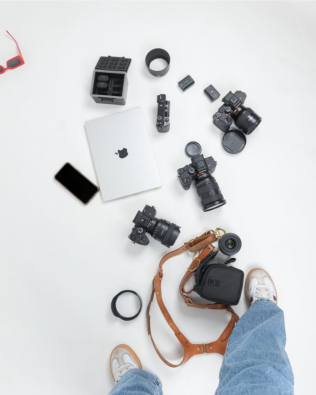 Camera gear flat lay