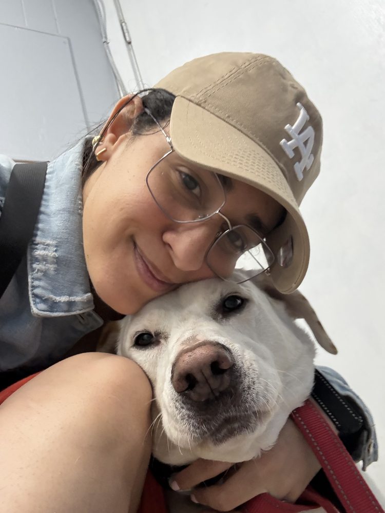 Virginia Puche with her dog
